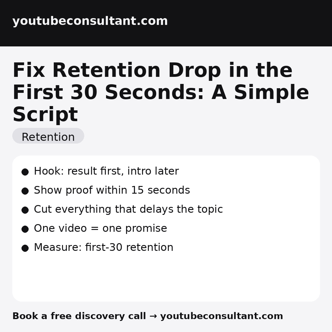 Fix Retention Drop in the First 30 Seconds: A Simple Script infographic