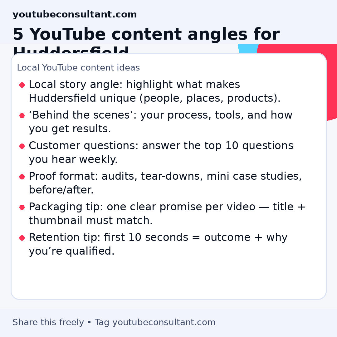 YouTube content ideas for Huddersfield