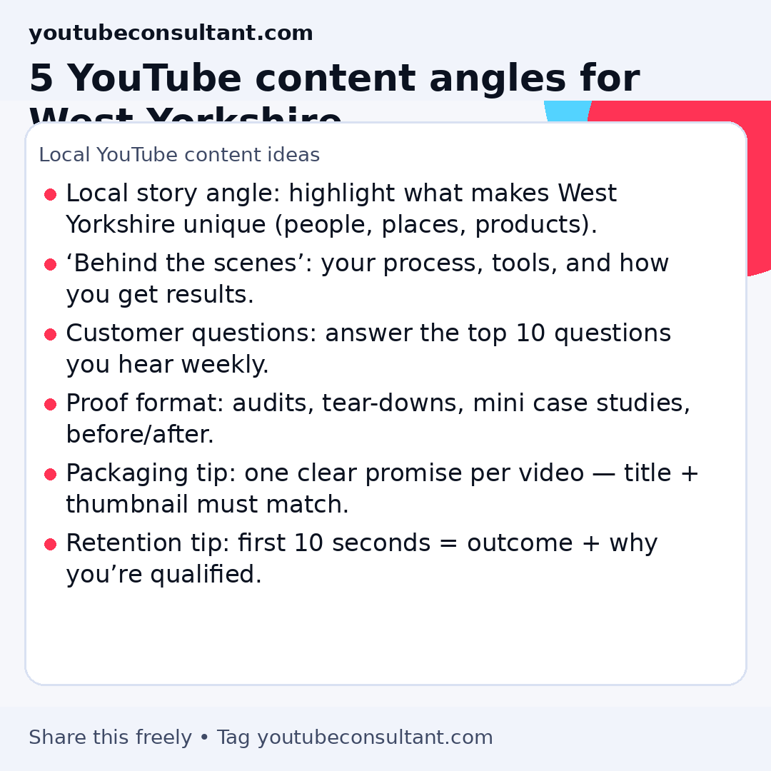 YouTube content ideas for West Yorkshire