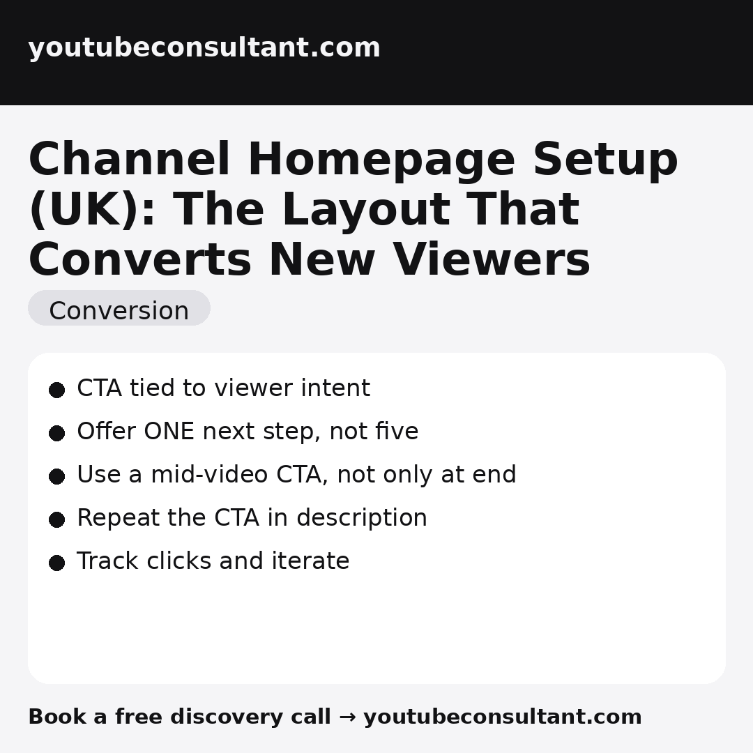 Channel Homepage Setup (UK): The Layout That Converts New Viewers infographic