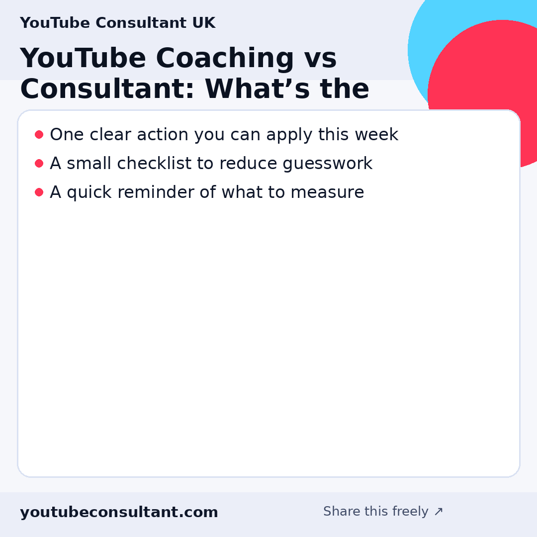 Infographic for YouTube Coaching vs Consultant: What’s the Difference?