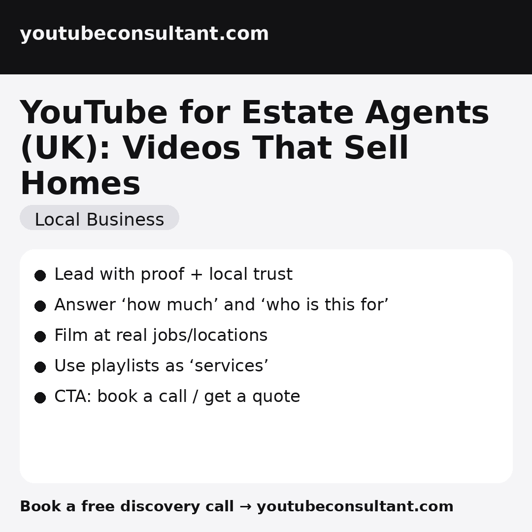 YouTube for Estate Agents (UK): Videos That Sell Homes infographic