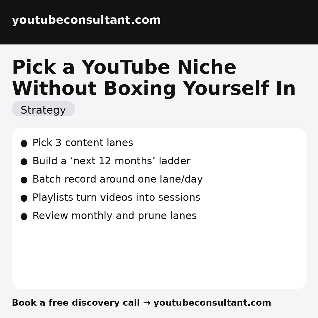 Pick a YouTube Niche Without Boxing Yourself In infographic