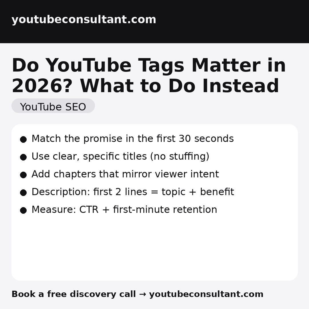 Do YouTube Tags Matter in 2026? What to Do Instead infographic