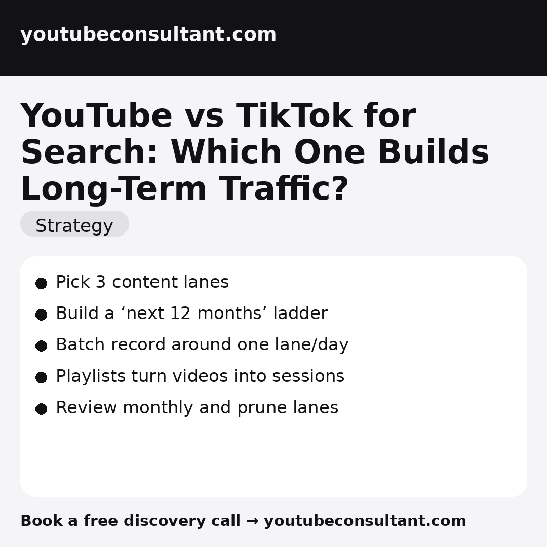 YouTube vs TikTok for Search: Which One Builds Long-Term Traffic? infographic